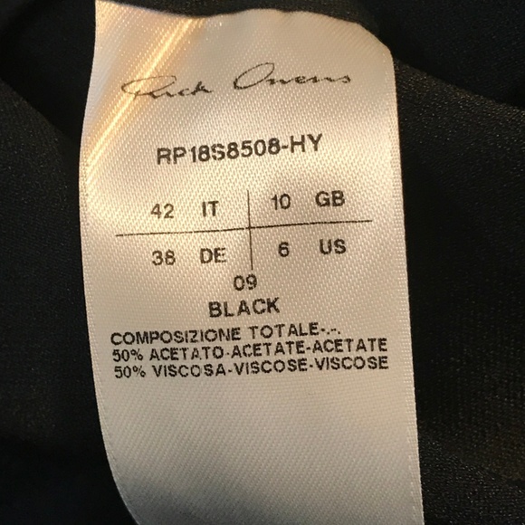 NWT Rick Owens Kinga Black Midi Dress - Size 42 - Picture 8 of 8